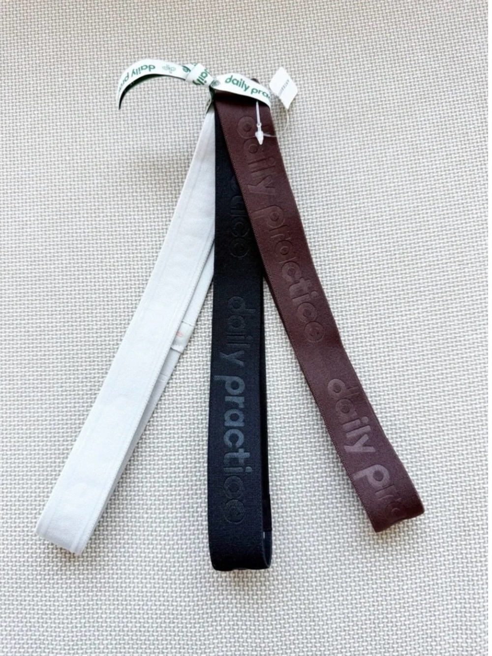 Anthropologie Daily Practice Silicon Headbands, Set of 3 Black, White, and Brown